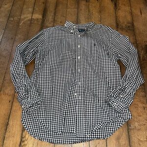 Ralph Lauren Shirt Black White Gingham Check Classic Fit Button Down Men’s XL
